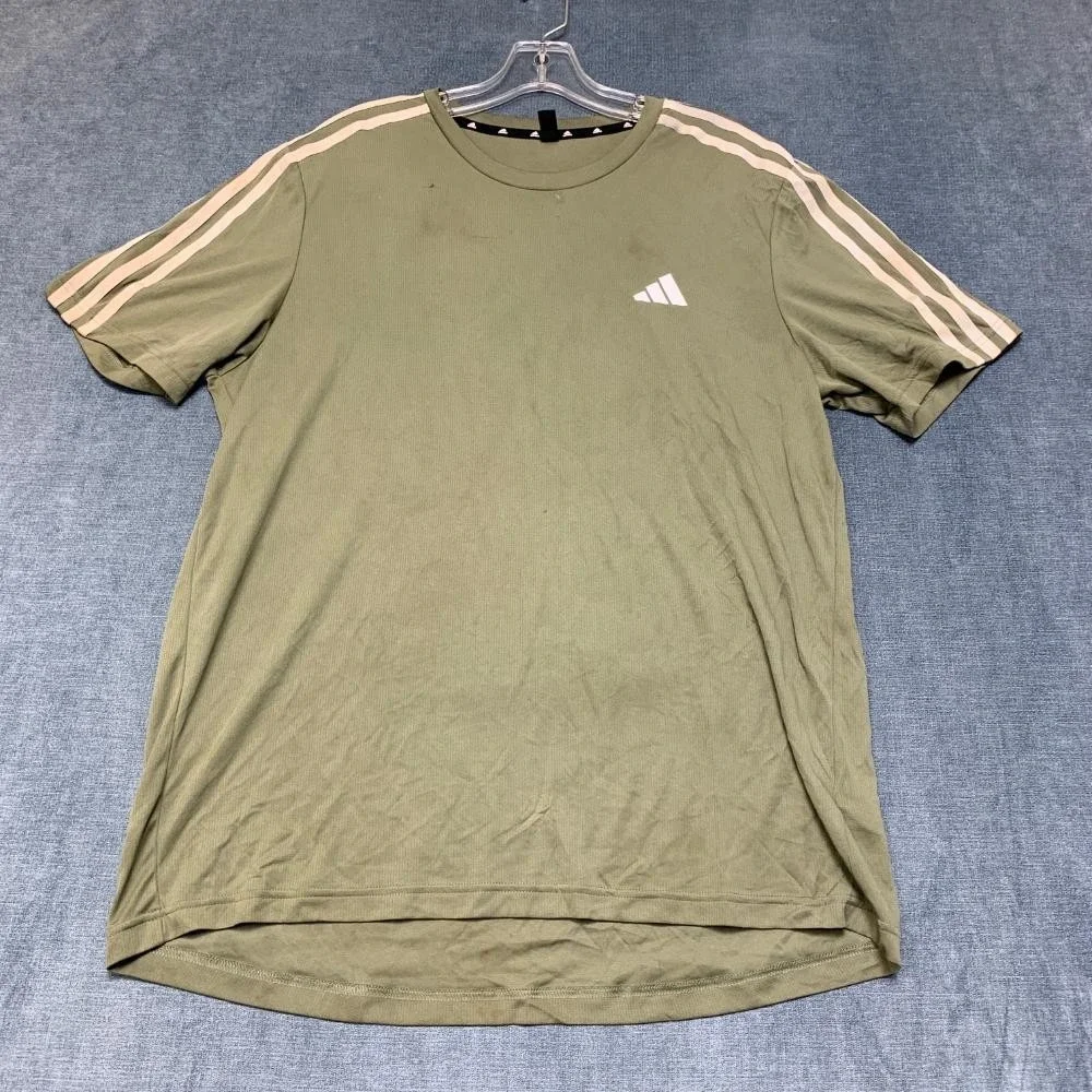 Adidas Acronym T-Shirt Mens Large Olive Green 3 Stripes Logo Casual Outdoor Tee